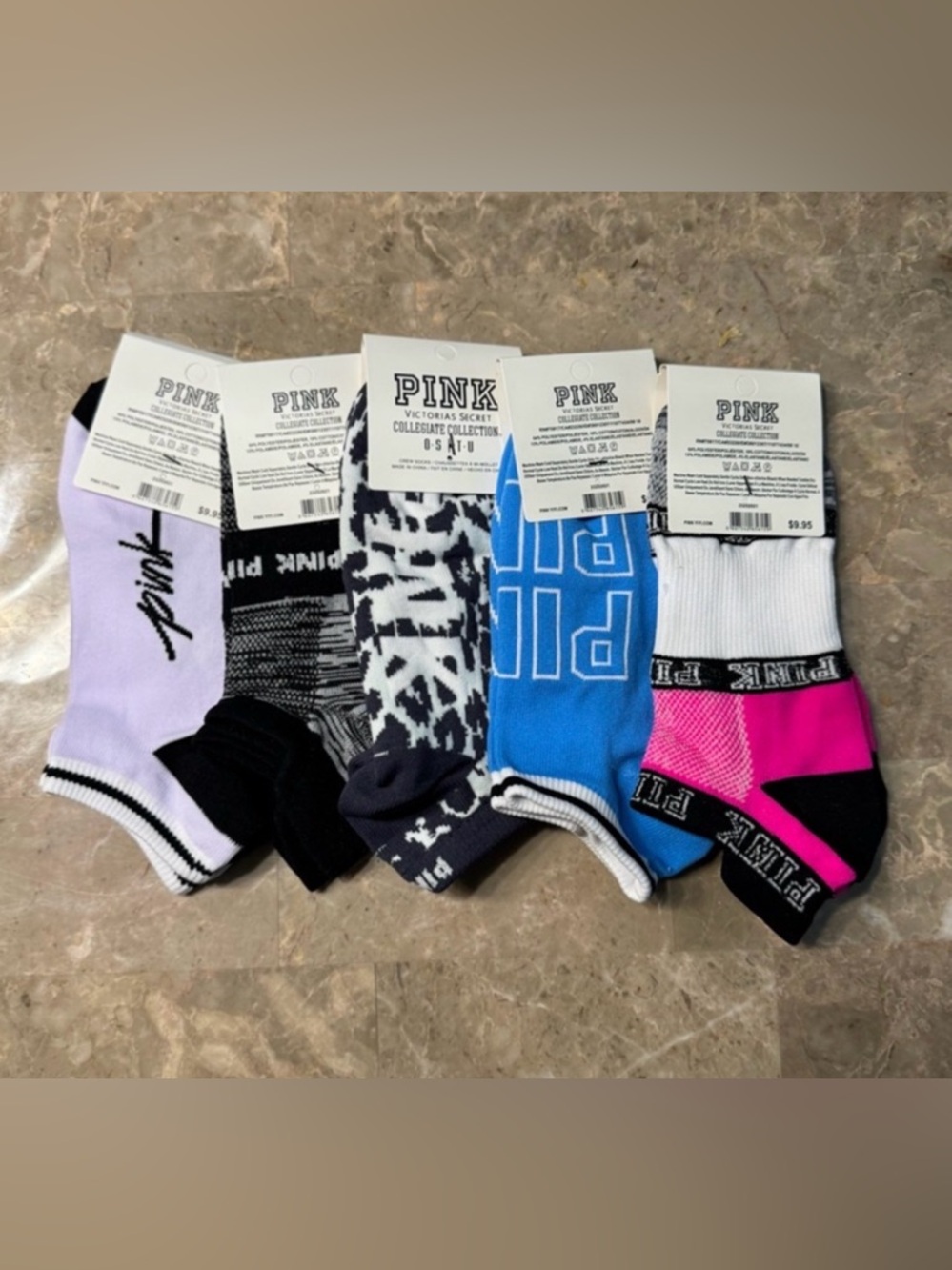 New Pink Victoria’s Secret Socks
With tags 
New Pink socks 
5 pairs included